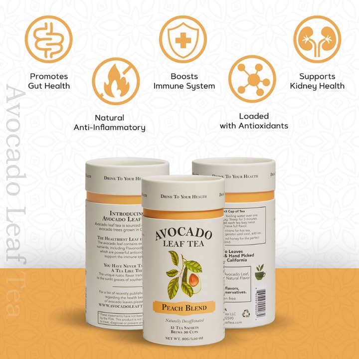 Avocado Tea Co. - Wholesale Health/Detox Tea - Avocado Leaf Peach Tea Blend - Case of 6 Canisters9