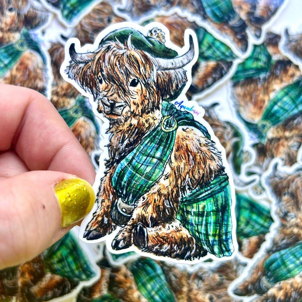 Aquabun - Wholesale Sticker - Highland Cow Sticker2
