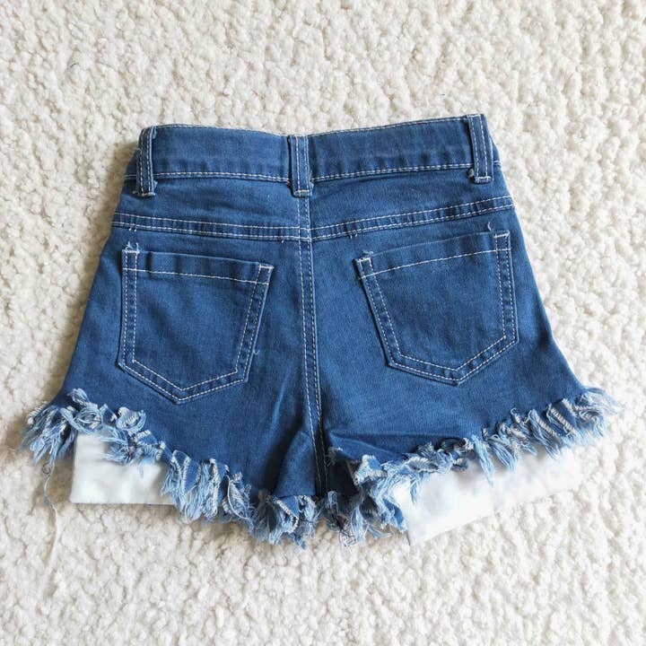 Yawoo Garments - Wholesale Shorts - Kids - Star and stripe denim baby girls 4th of july shorts
