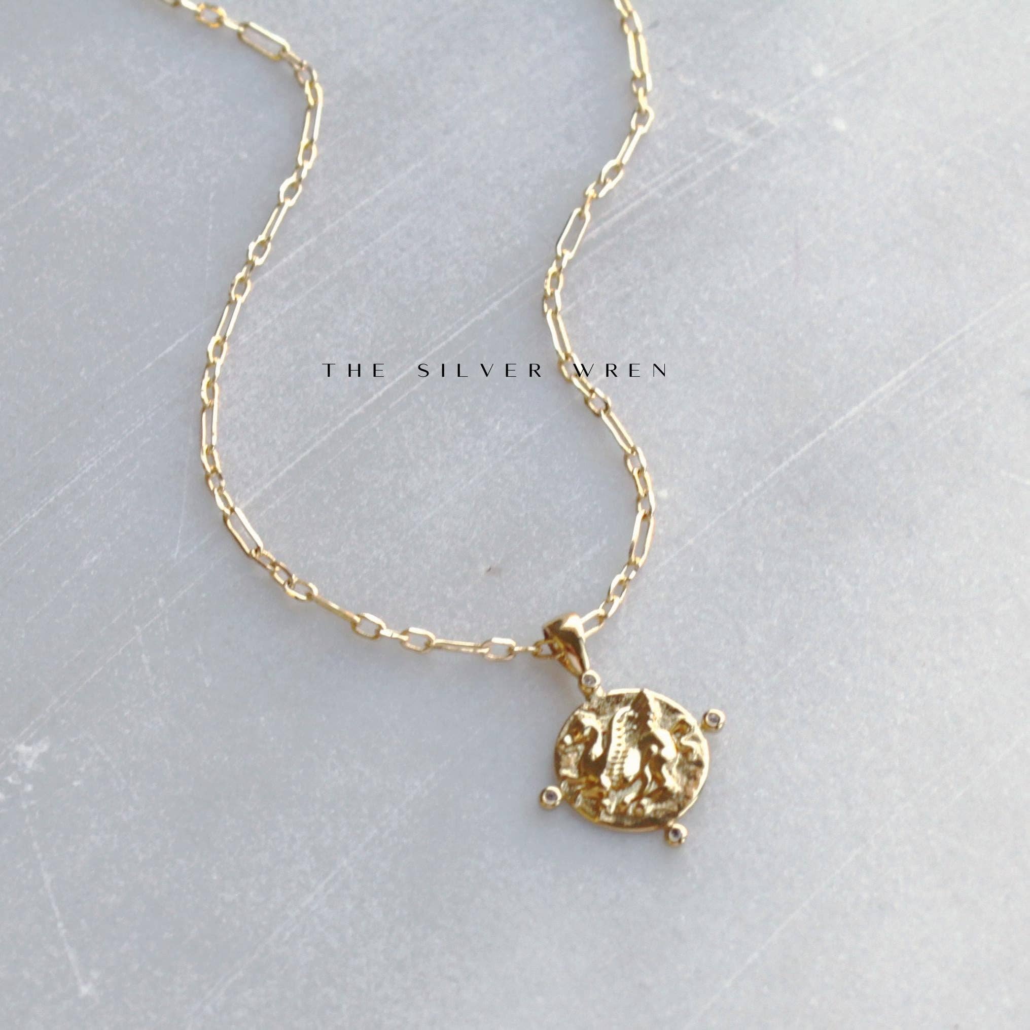 The Silver Wren – Großhandel Kette mit Anhänger/Charm – Halskette mit goldenem Münzanhänger Pegasus2