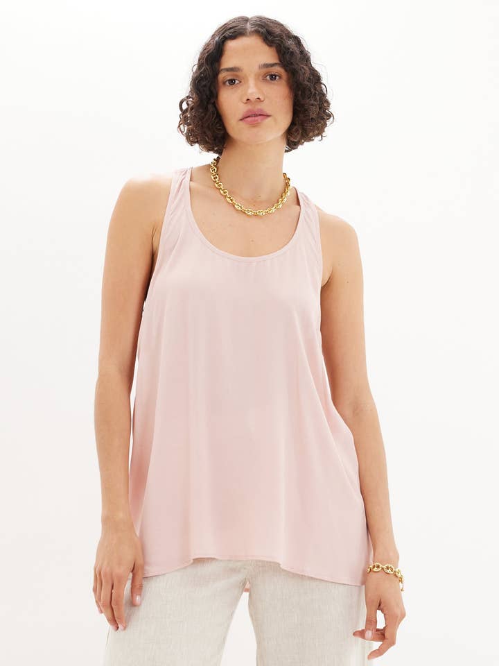 Sabine Side Button Top - Pink for engroshandel hos Amelius