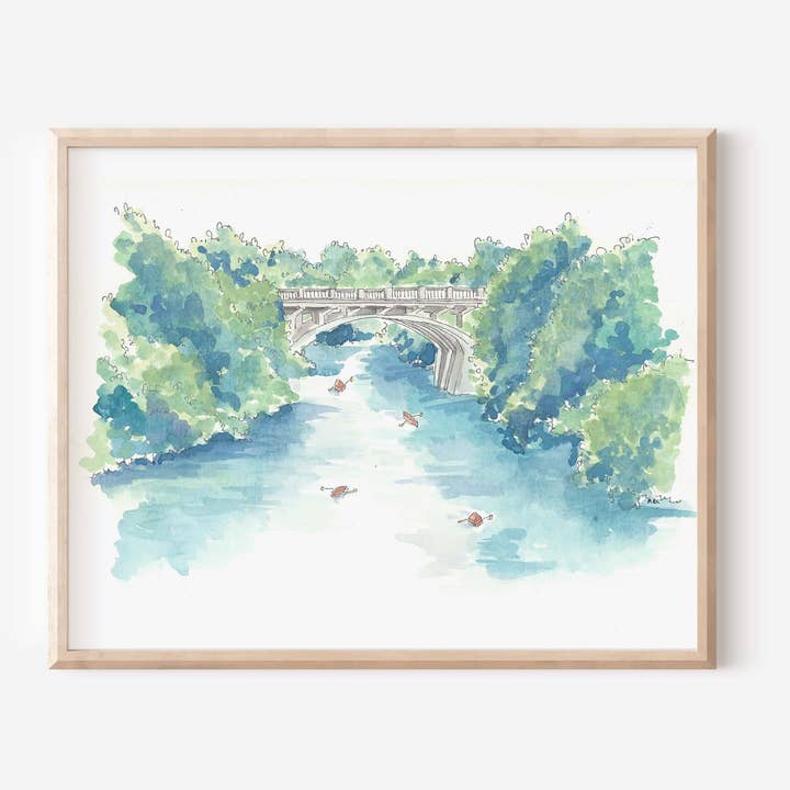 8x10 kunstdruk: Town Lake voor wholesale door watercoloratx