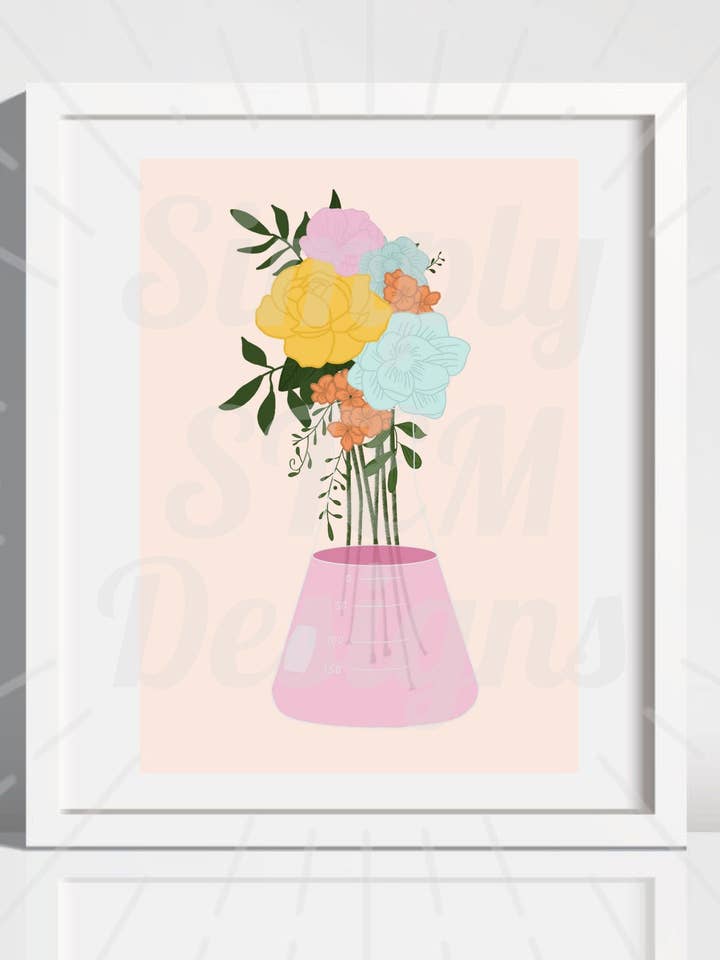 Stampa artistica «Flower in a Beaker» 5x7 per la vendita all'ingrosso da parte di Simply STEM Designs