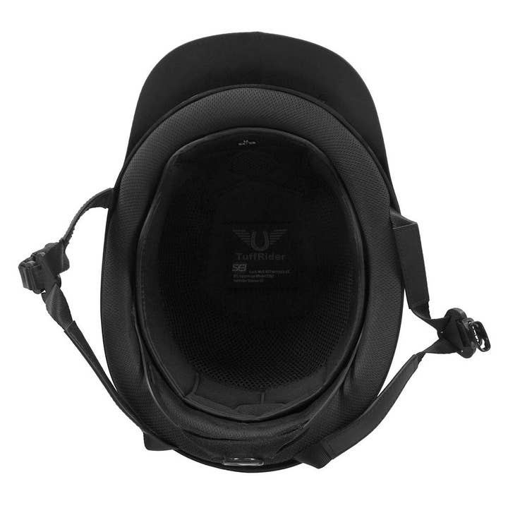 Black TuffRider Starter Helmet with Carbon Fiber Print Grill for wholesale on Faire3