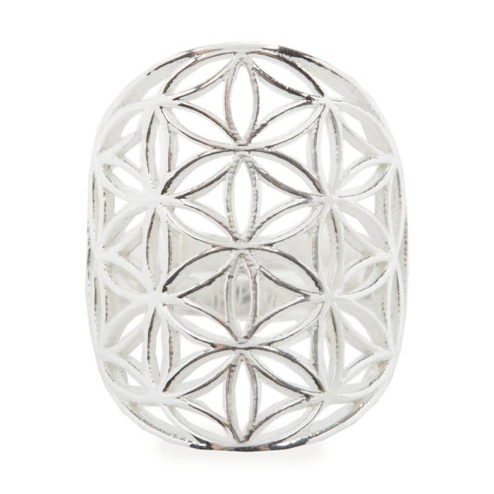 Silver or Gold Plated “Flower of Life” Ring for wholesale by KARMA YOGA SHOP