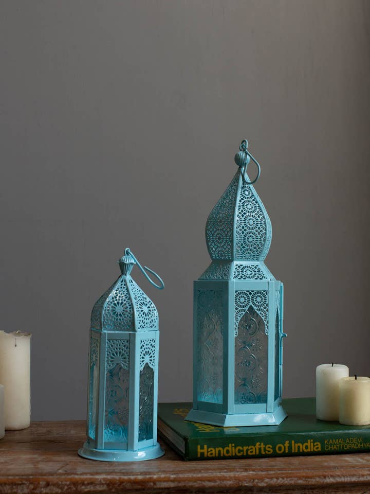 Light Blue Lantern for wholesale by The India Shop