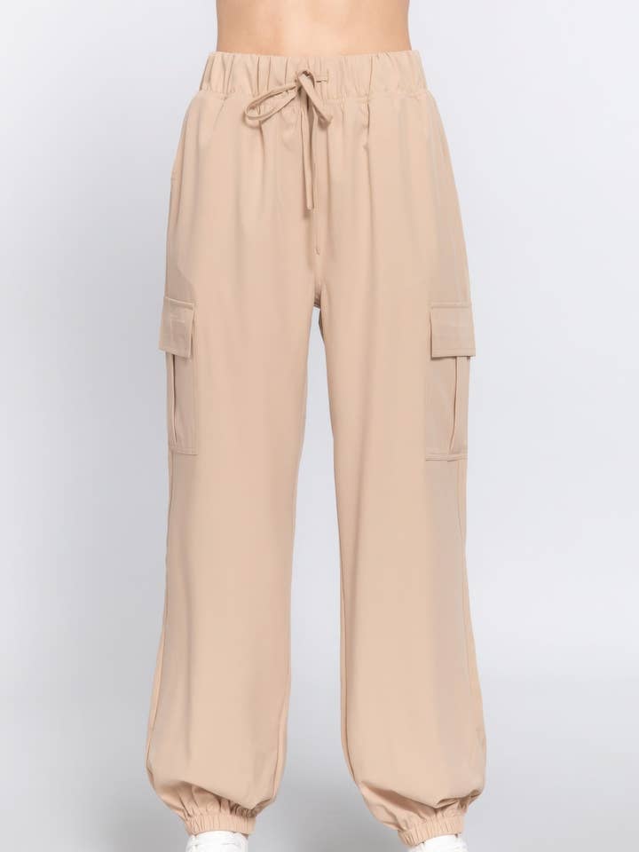 Light Weight Stretch Woven Cargo Jogger Pants for wholesale by CC Wholesale Clothing