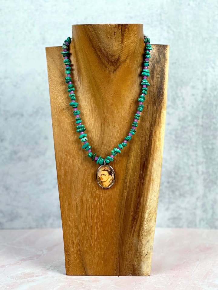 Frida Kahlo Turquoise Necklace for wholesale by Scarlette Dove