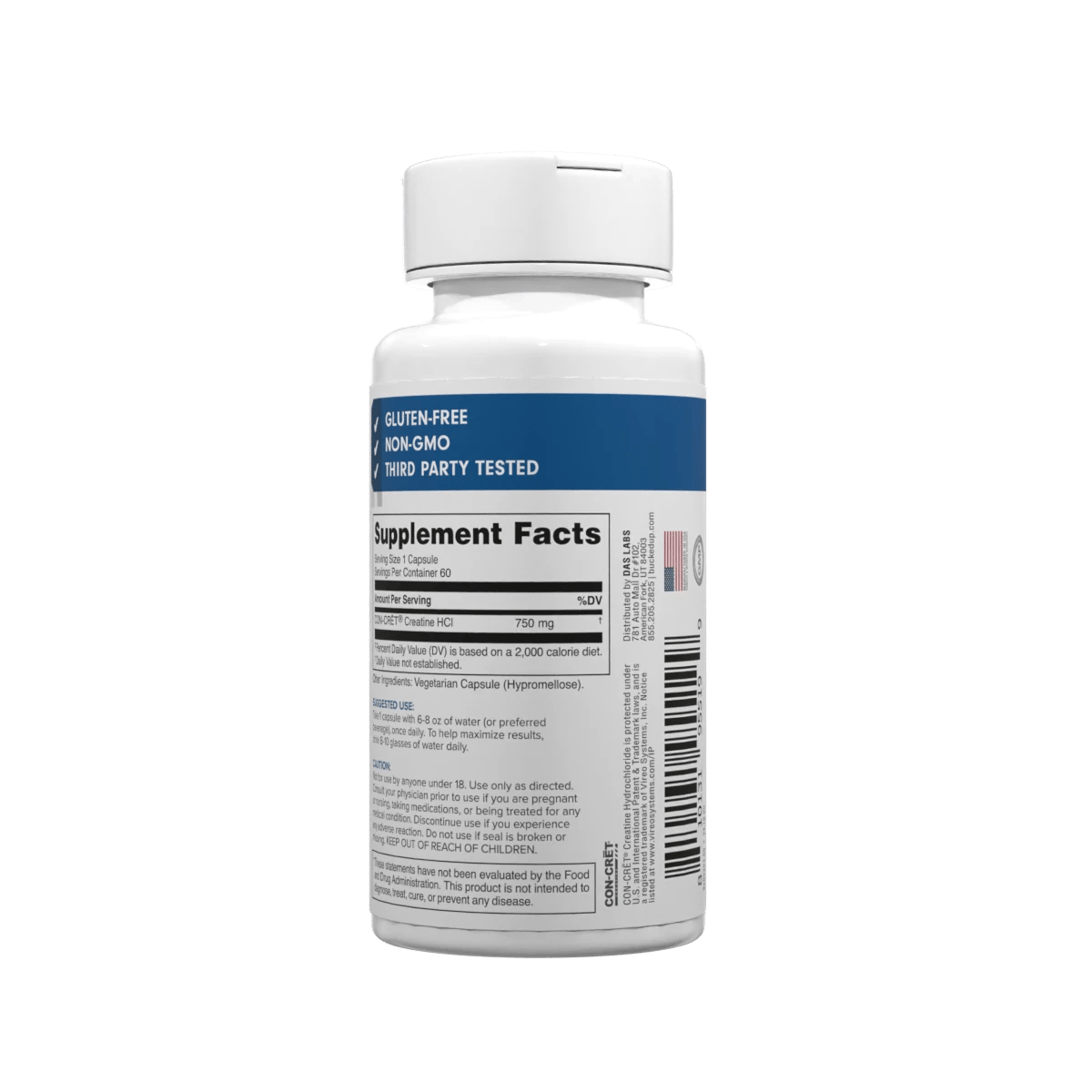 Bucked Up - Wholesale Oral Supplement/Vitamin - Creatine HCl - CON-CRĒT® Creatine HCl Capsules [60 serv]3