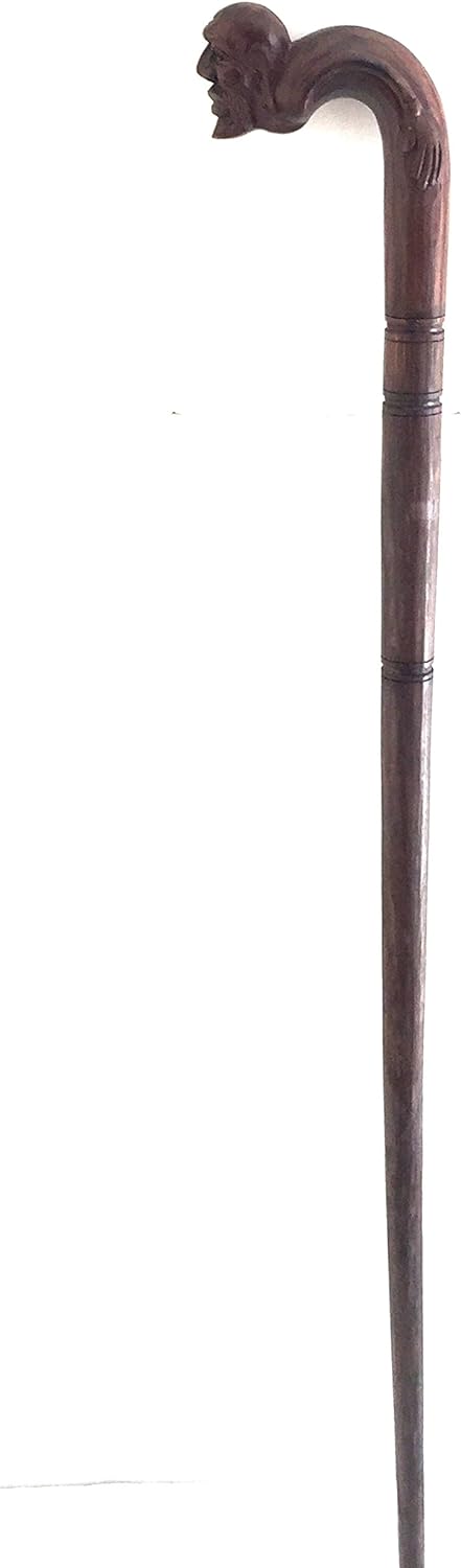 OMA - Eclectic Home - Wholesale Decorative Tabletop Object - Wise Man Decorative Walking Stick Wood Carved Cane - 38"2