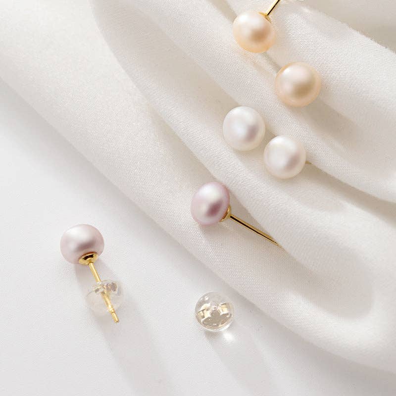 Perimade & Co. LLC - Wholesale Stud/Post Earrings - White Pink Purple Pearl Stud Earrings in 925 Sterling Silver27