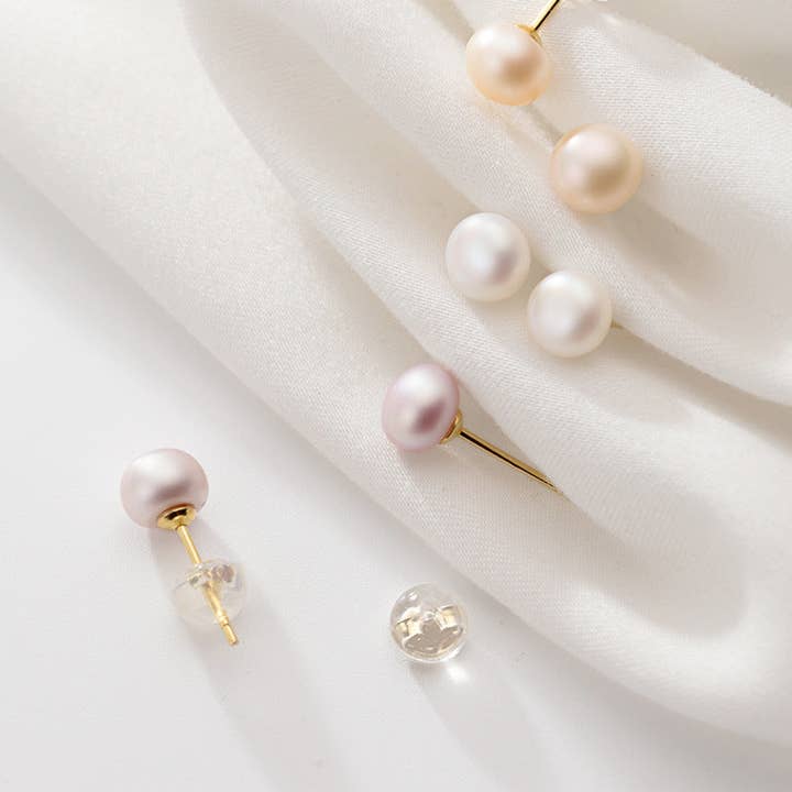 Perimade & Co. LLC - Wholesale Stud/Post Earrings - White Pink Purple Pearl Stud Earrings in 925 Sterling Silver27