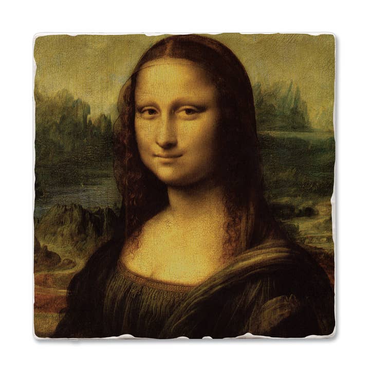 Fine Art "Mona Lisa" 4 Pack Tumbled Tile Coasters for wholesale by CounterArt/Highland Home/Thirstystone/CoasterStone