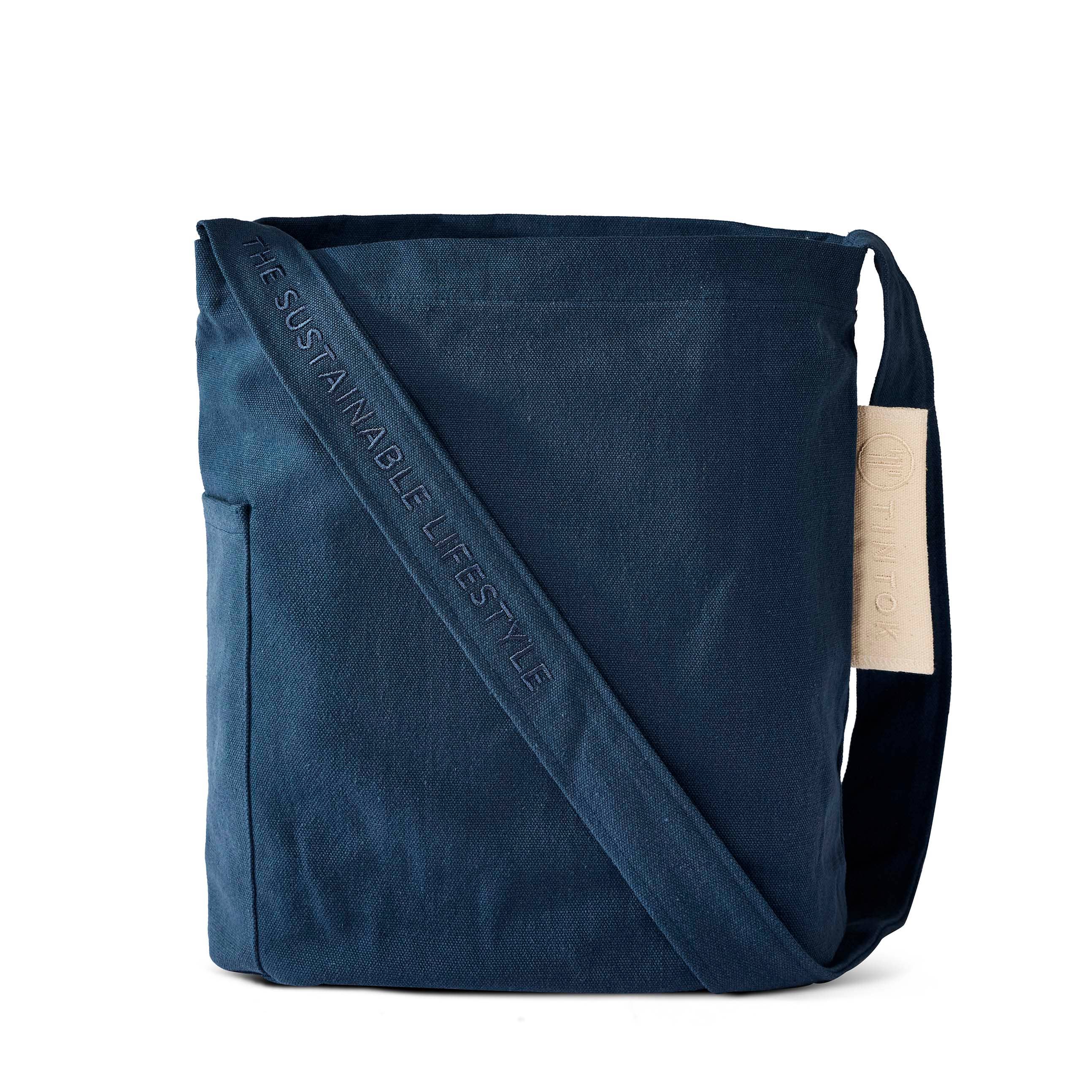 Blue Mira Canvas Bag - Dark Denim 100% organic cotton for wholesale on Faire5