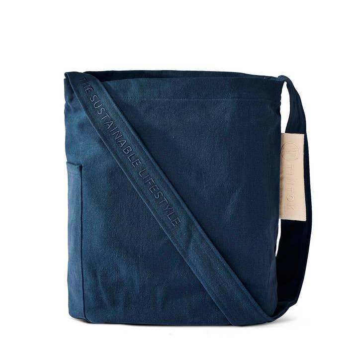 Blue Mira Canvas Bag - Dark Denim 100% organic cotton for wholesale on Faire5