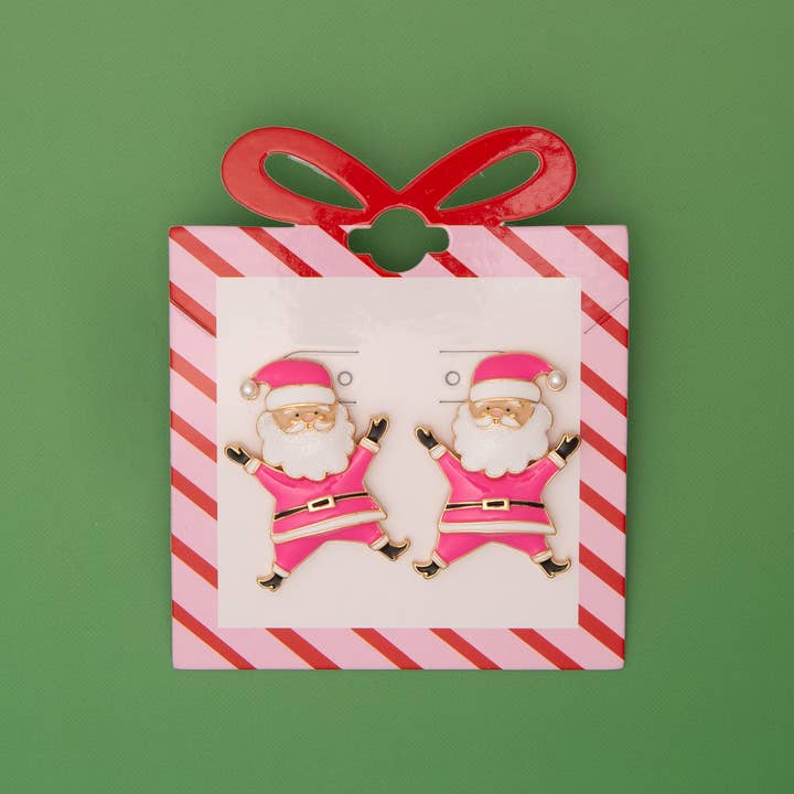 SP Sophia Collection - Wholesale Stud/Post Earrings - Christmas Enamel Santa Claus Post Earrings