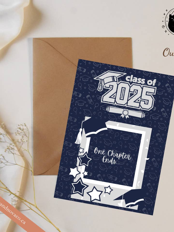 “Class of 2025 – One Chapter Ends” Graduation Card for wholesale by Moonie & Nova Co.