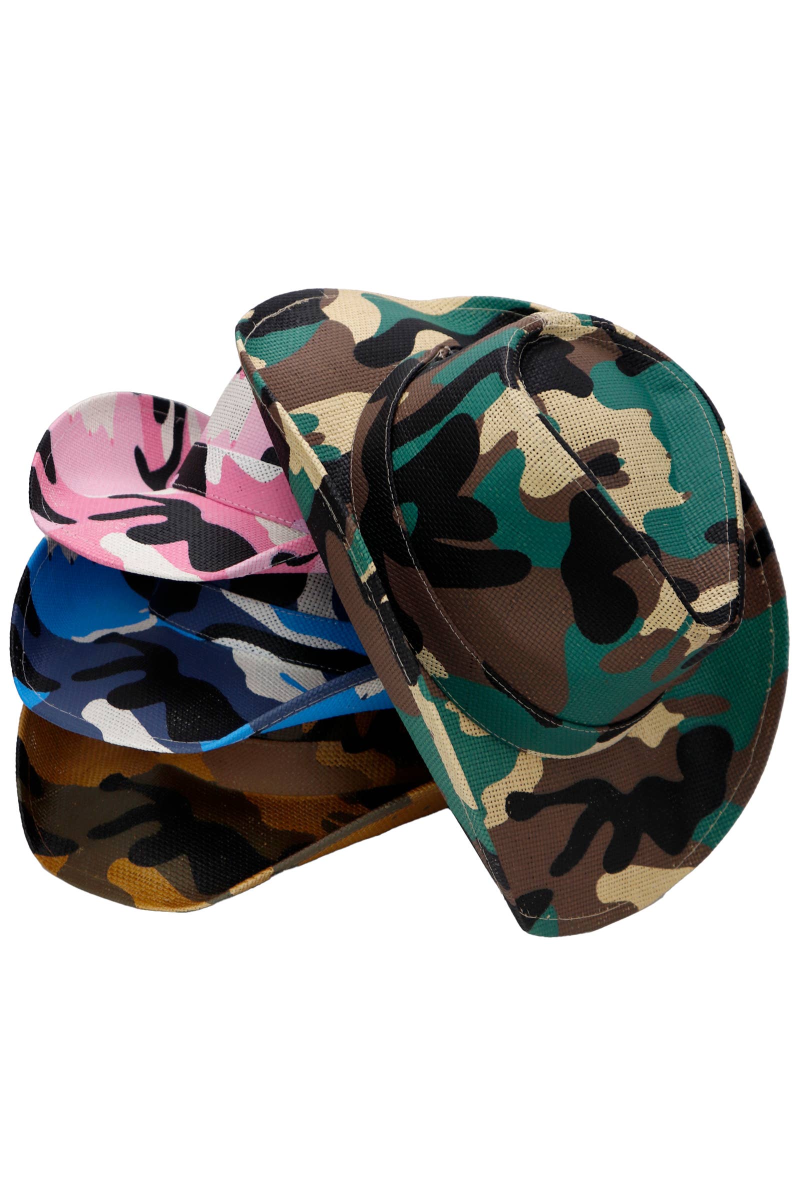 Cap Zone - Wholesale Cowboy Hat - Unisex - Camouflage Hard Shell Paper Straw Cowboy Hat4