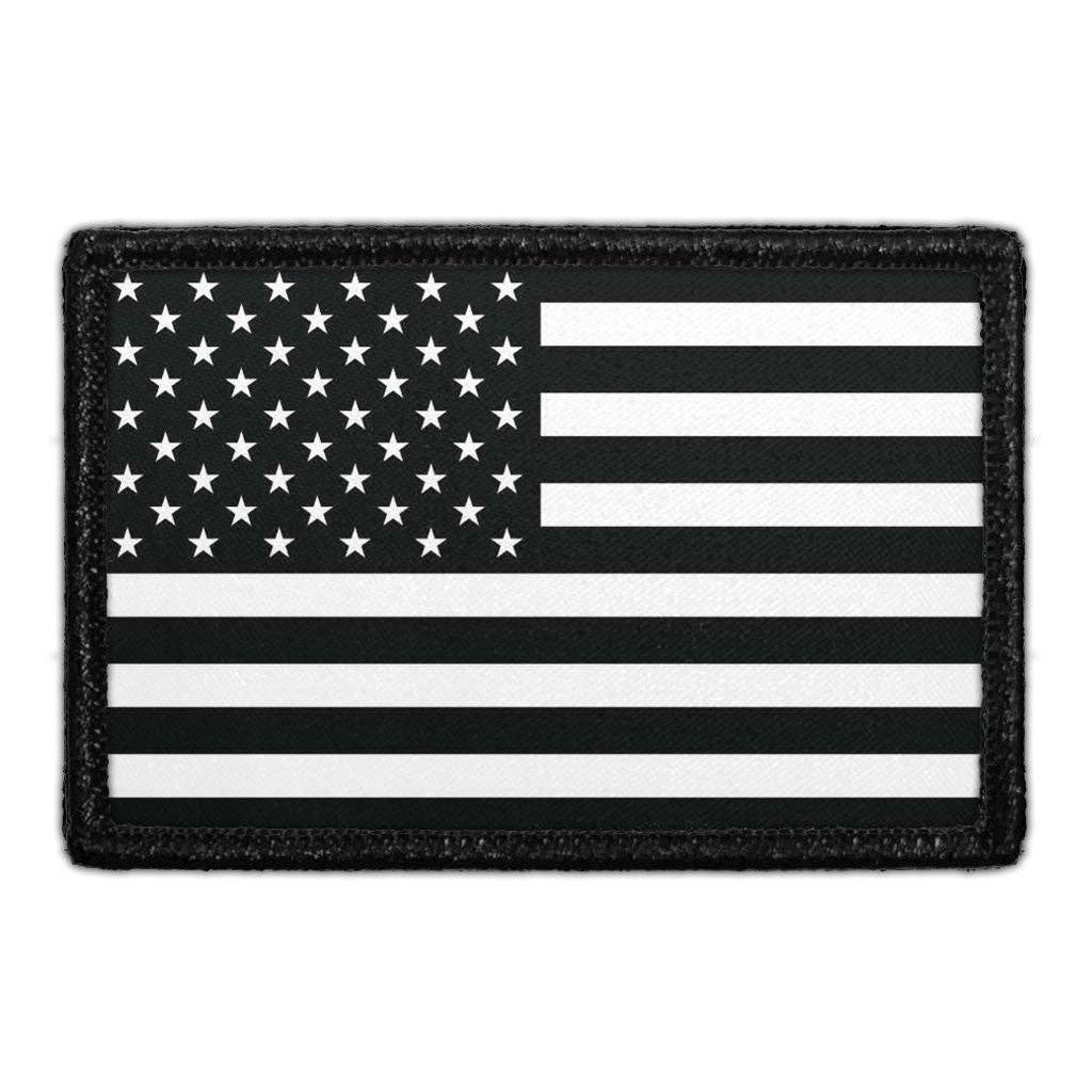 Pull Patch – Großhandel Aufnäher – Amerikanische Flagge — Schwarz und Weiß — Patch0