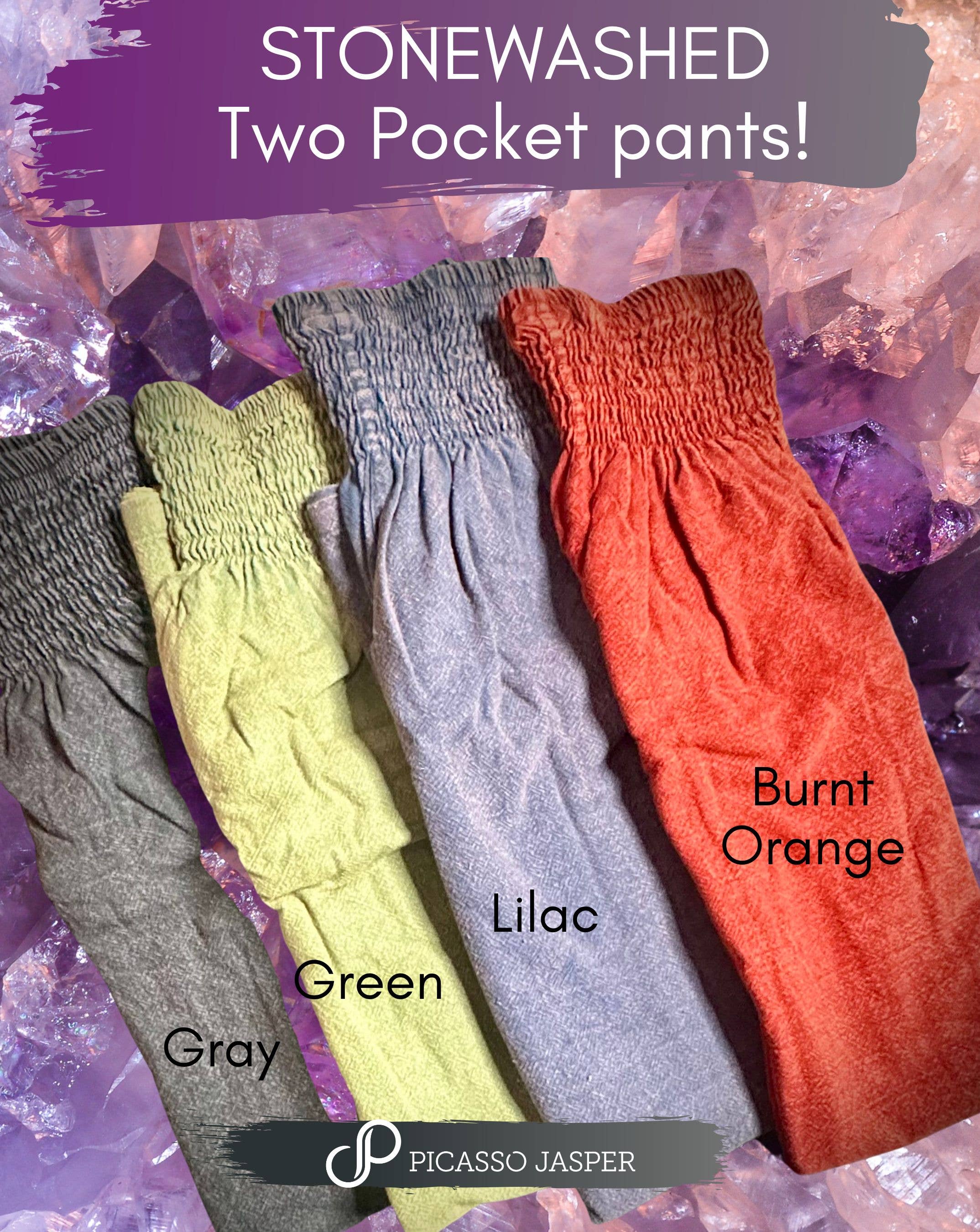 Picasso Jasper - Wholesale Pants - Women's - 100% Cotton, Stonewashed Two Pocket Magic Pants