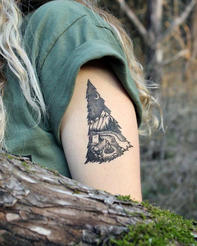 NatureTats - Wholesale Temporary Tattoo - Mountain Camping Temporary Tattoo