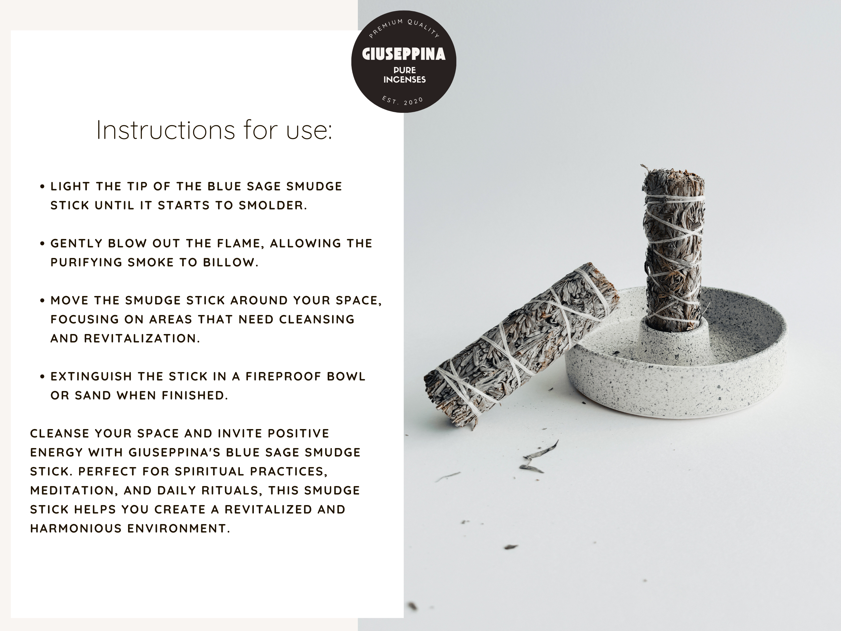 Giuseppina Shop – Pacote de sálvia por atacado – Incenso Natural Bastão de Sálvia Azul para Defumação7