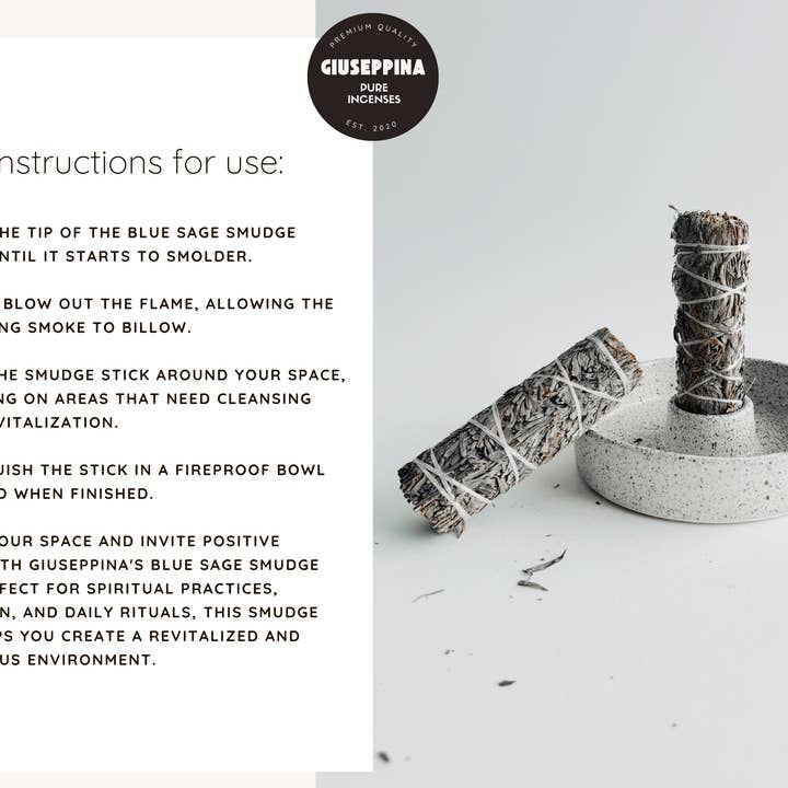 Giuseppina Shop - Wholesale Sage Bundle - BLUE SAGE SMUDGE STICK - NATURAL INCENSE7