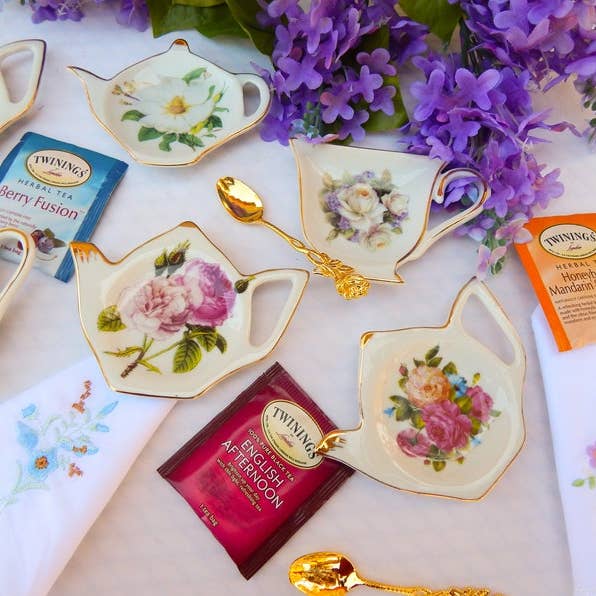 All Little Cute Things – Großhandel Teesieb/-Infuser – Teebeutel-Halter. English Garden Flower Teekanne. Party-Gefallen2