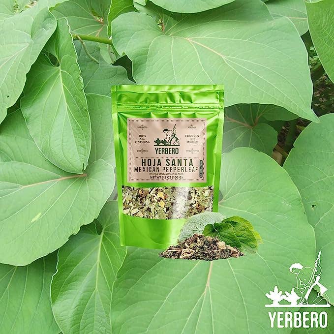 YERBERO - Wholesale Loose Tea - Yerbero - Premium Loose Hoja Santa Tea 3.5 oz (100 gr) | Hoja Santa Te Herbal (Tallos & Hoja Deshidratada) | Makes 30+ Cups | Mexican Pepperleaf |