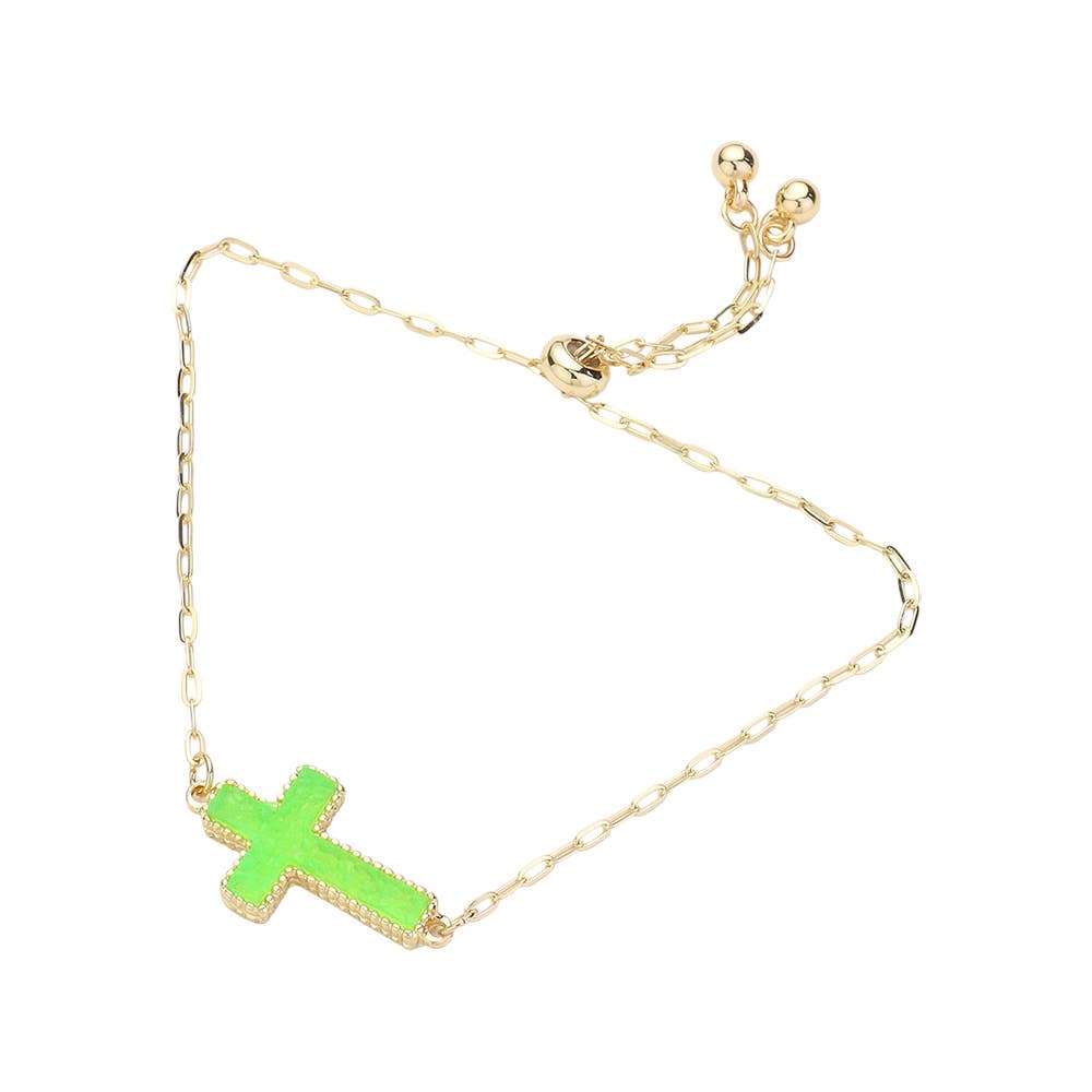 Sensibling Corp. – Pulseira com pendente por atacado – Pulseira Ajustável com Druza Cruz e Fecho de Puxar7