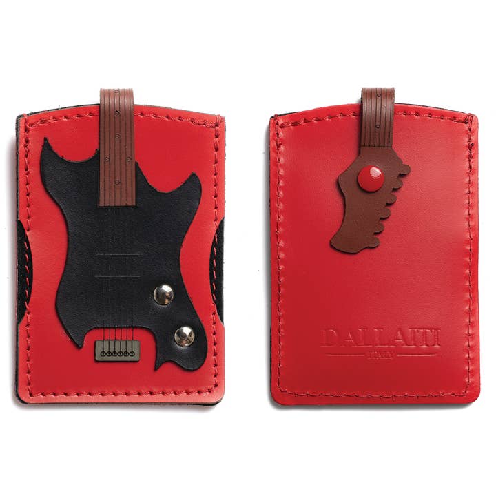 Porta carte di credito in pelle per chitarra elettrica per la vendita all'ingrosso da parte di THE MUSIC GIFTS COMPANY