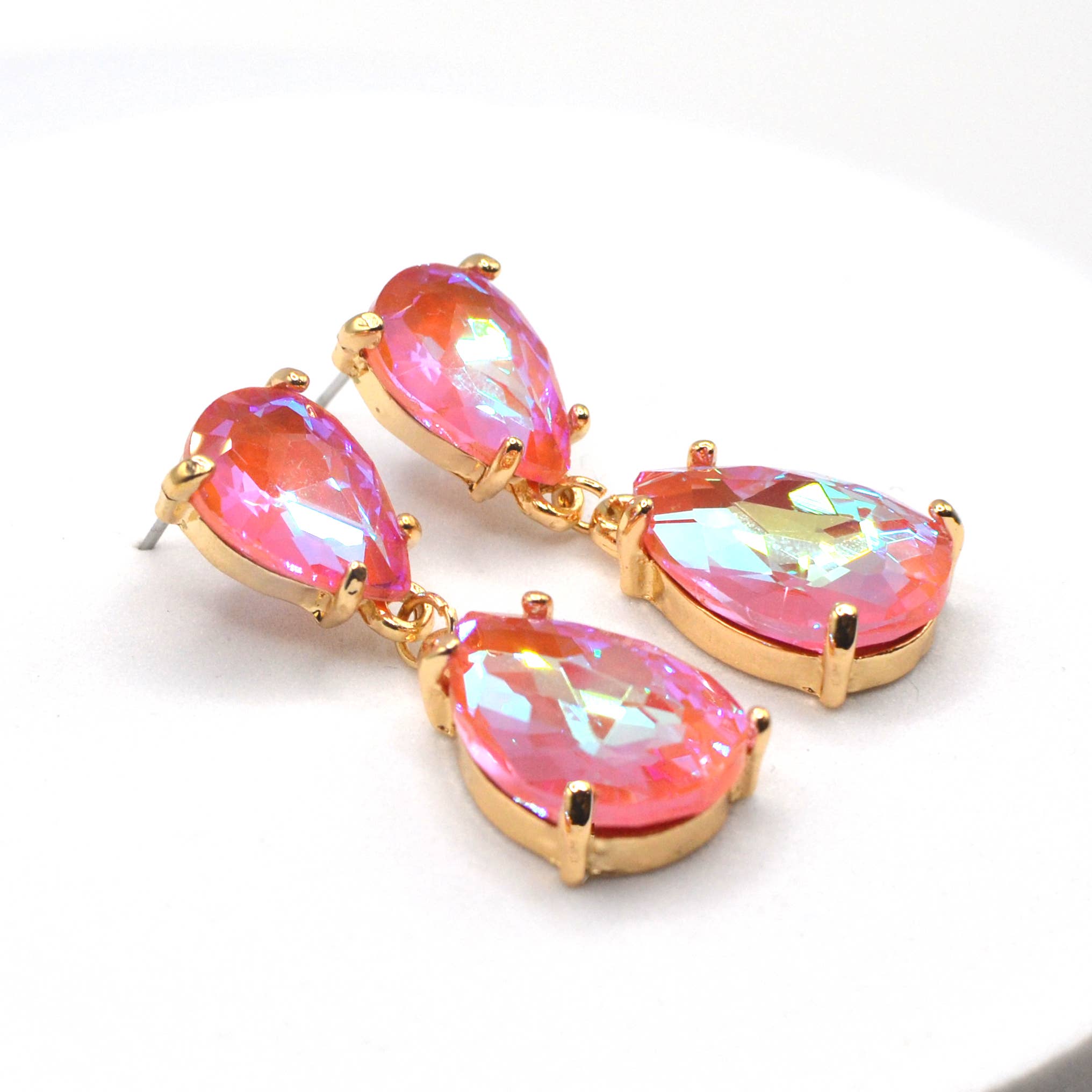 StarryNYC - Wholesale Dangle Earrings - Teardrop Glass Stone Dangle Crystal Bridal Earrings13