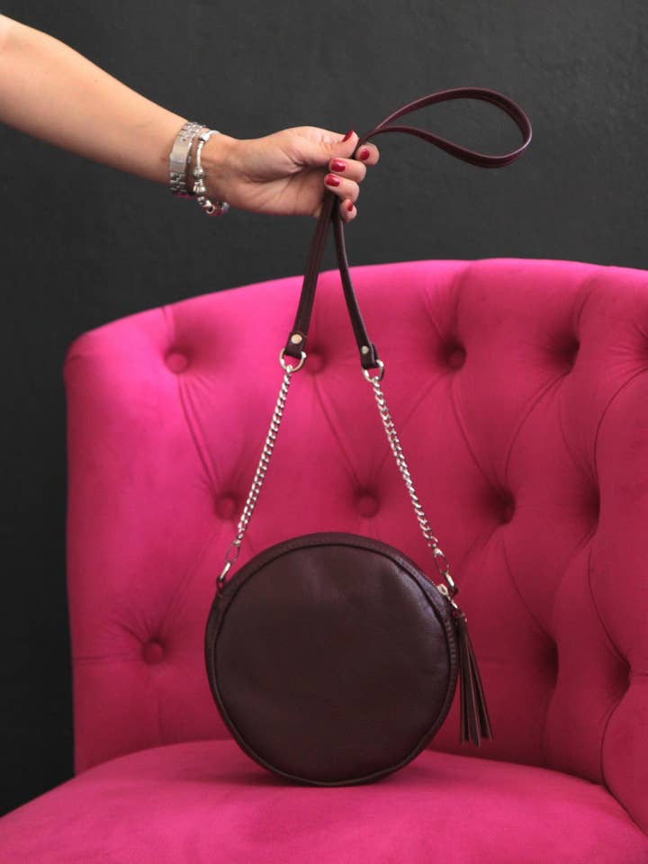 Sac photo en cuir bordeaux - Petit sac à bandoulière en cuir - pour la vente par Bagster