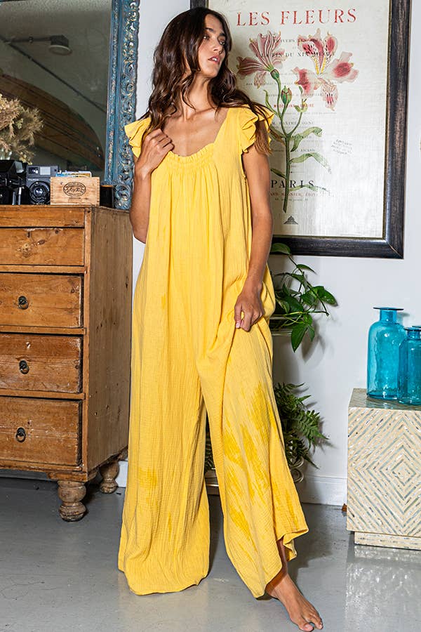 BUCKETLIST INC – wholesale Jumpsuit – Women's – R5281 Ruffled Sleeve Wide Leg Solid Gauze Jumpsuit21