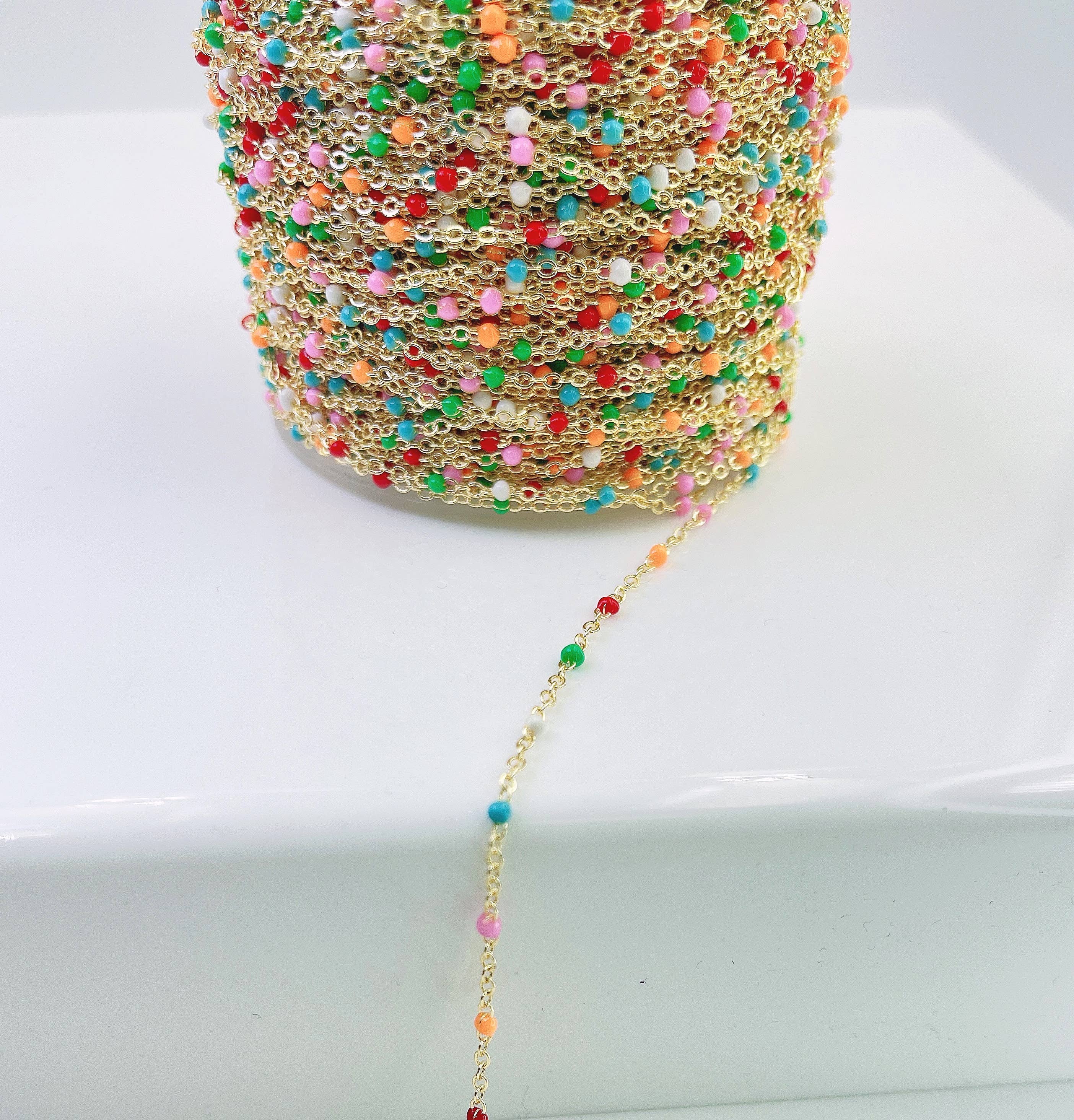 Beads Creation - Wholesale Craft Supplies - Multicolor Enamel Cable Paperclip Chain by Foot, CH3029