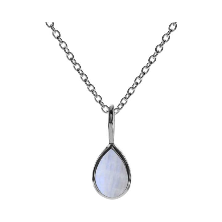 Kali Ma Designs - Sterling Silver Jewellery – wholesale Pendant/charm necklace – Samira teardrop rainbow moonstone necklace