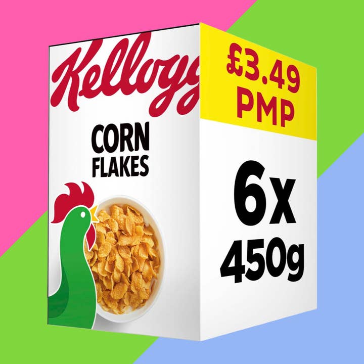 Kellogg's Corn Flakes Breakfast Cereal 6x450g Boxes for wholesale by Gaffney's Sweets & Treats Wholesale