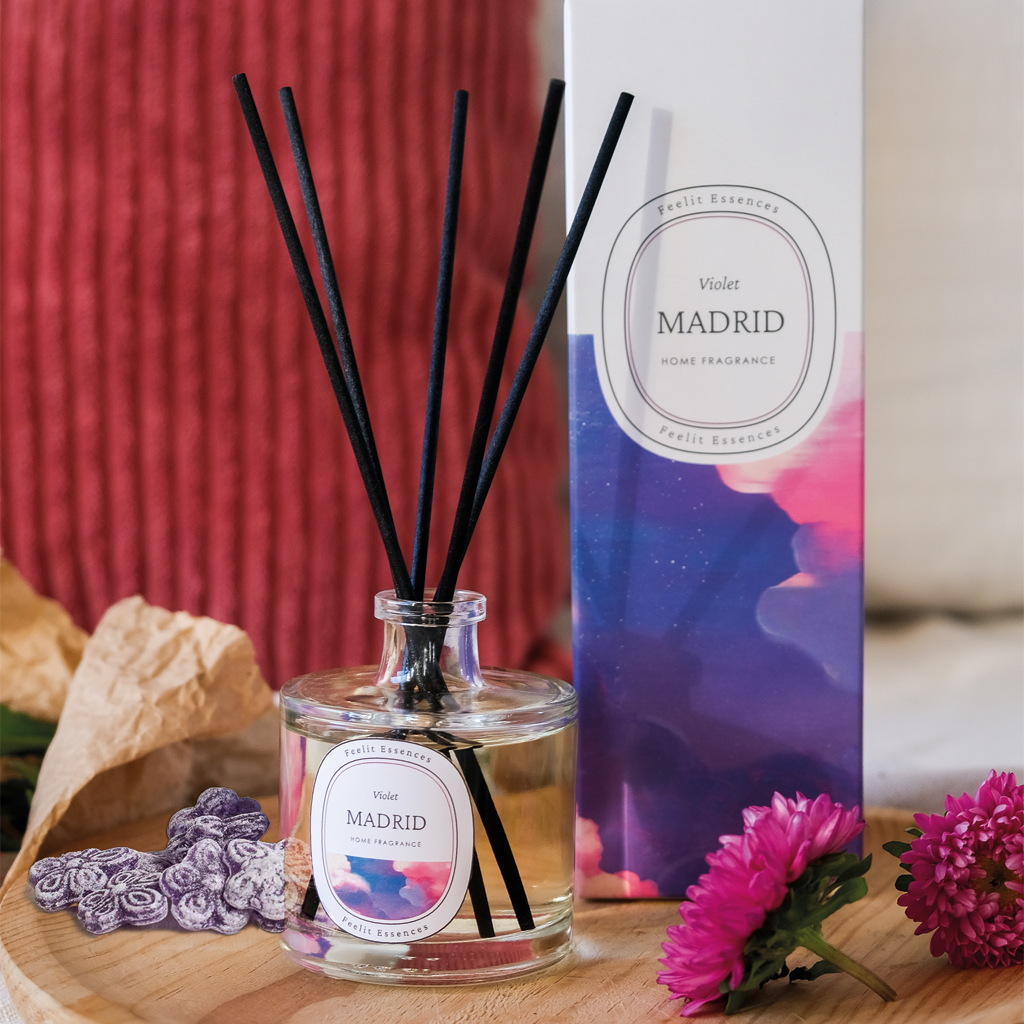 FEELIT-ESSENCES – difusor de fragrâncias por atacado – Difusor de vareta com aroma de violeta - Coleção Madrid1