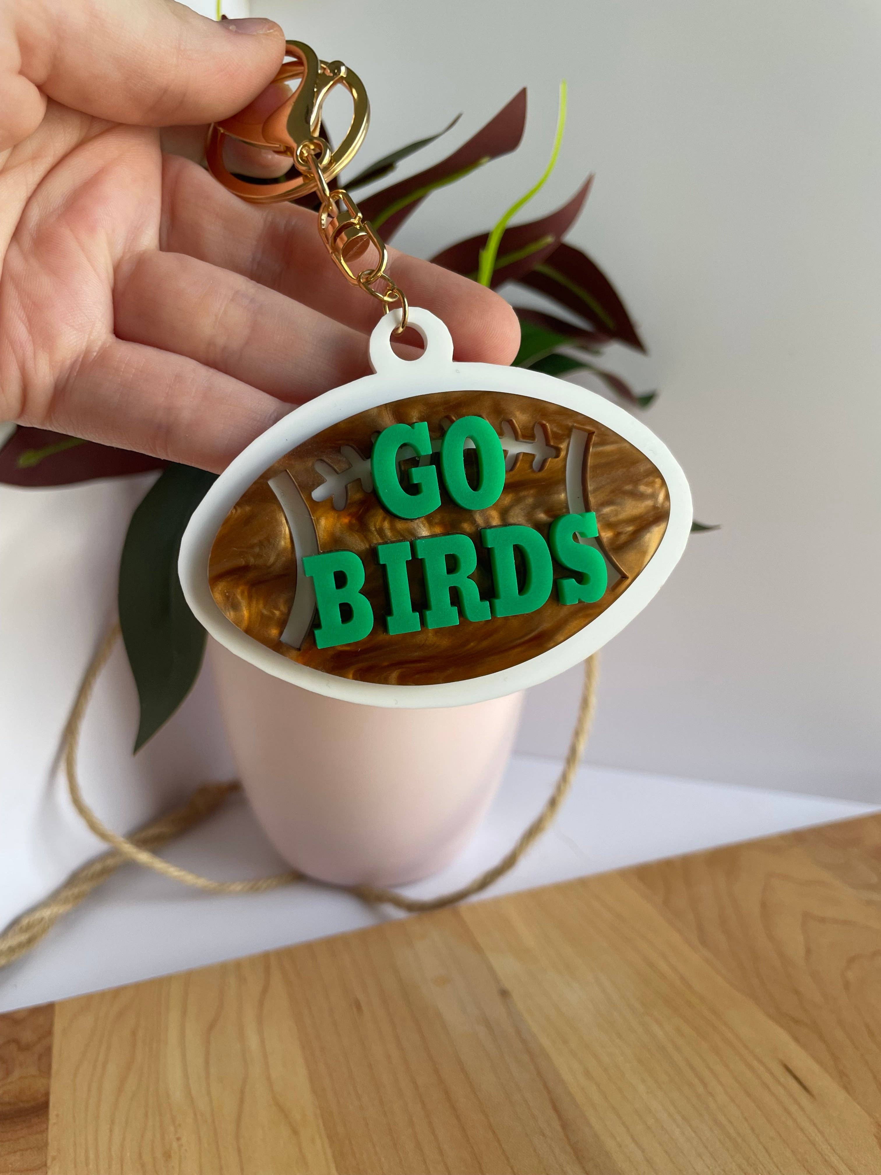 DesignedbyKendal - Wholesale Keychain - Women's - Go Birds Eagles Football Acrylic Keychain with Gold Features4