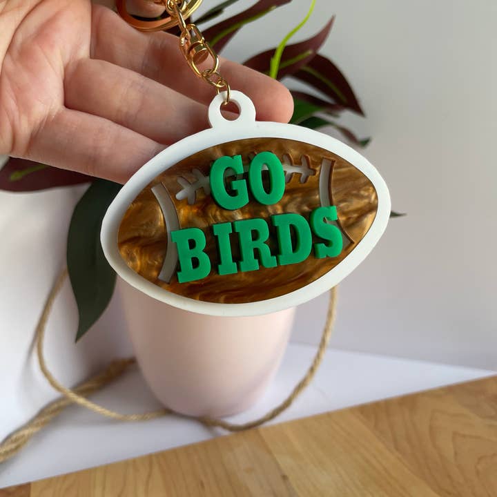 DesignedbyKendal - Wholesale Keychain - Women's - Go Birds Eagles Football Acrylic Keychain with Gold Features4