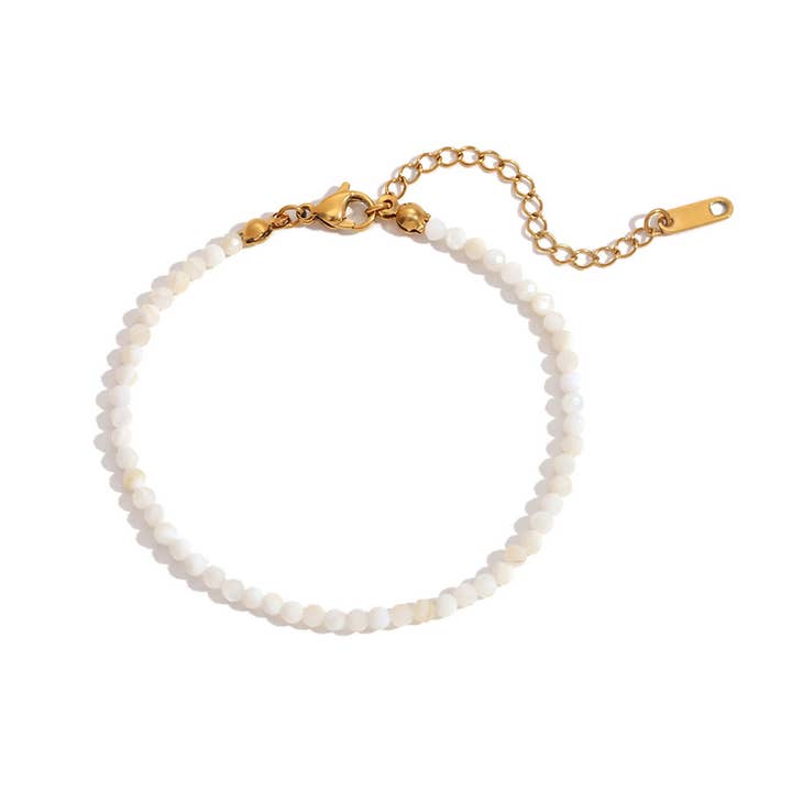 LOUIZ White Jade bead bracelet for wholesale by LOUIZ