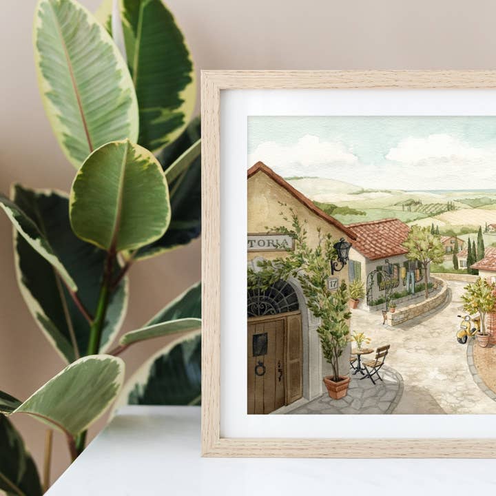 Italy Inspired Fictional Village Art Print for wholesale by ALICIA'S INFINITY