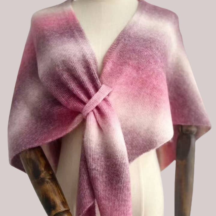 JC Sunny Fashion - Wholesale Scarf - Women's - Ombre Knit Triangle Scarf/Shawl with Cross-Front Design 6