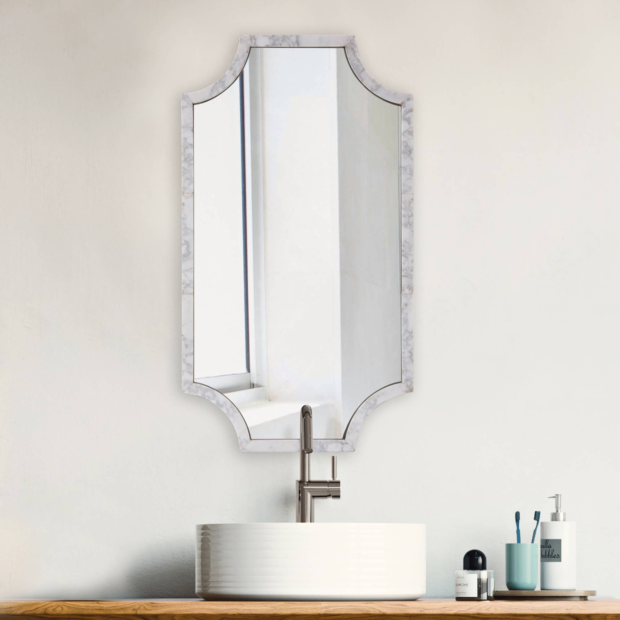 Howard Elliott on Faire - Wholesale Wall Mirror - Makrana Marble Scalloped Mirror0