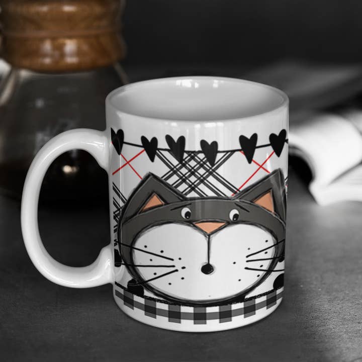 Zwart-witte mok met katten voor wholesale door Luldesign