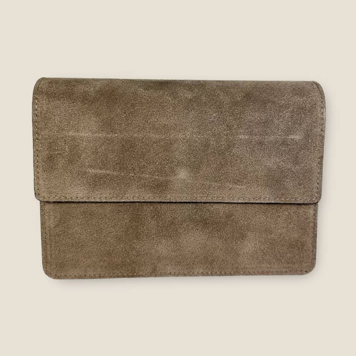 ALEX BAG | TAUPE SUEDE for wholesale by Fique The Label