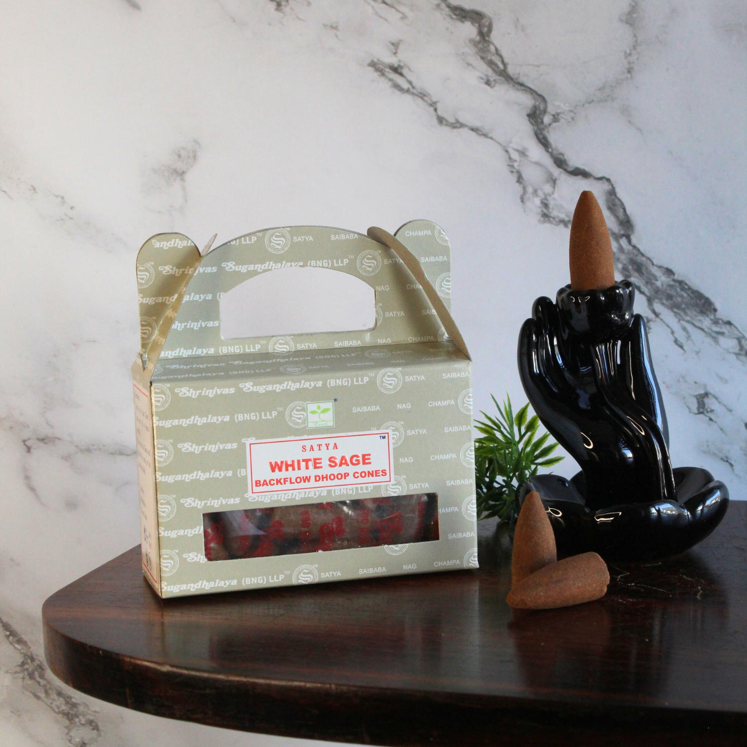 Green Tree - Venta al por mayor Incienso - Conos de Dhoop Satya de Salvia Blanca para Flujo Invertido3