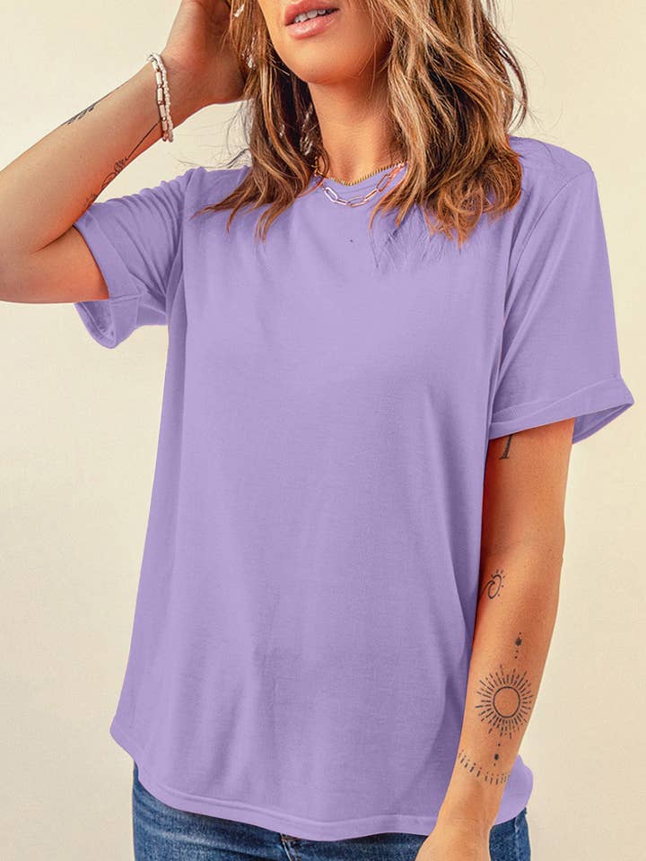 Solid Crewneck Short Sleeve Tee for wholesale by LALA LOO