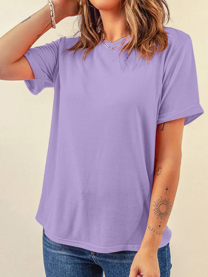 Solid Crewneck Short Sleeve Tee for wholesale by LALA LOO