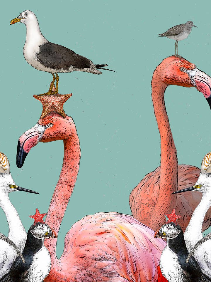 sea birds vinyl placemat 12 x 17 inches, anti-microbial for wholesale by Alphie and Ollie